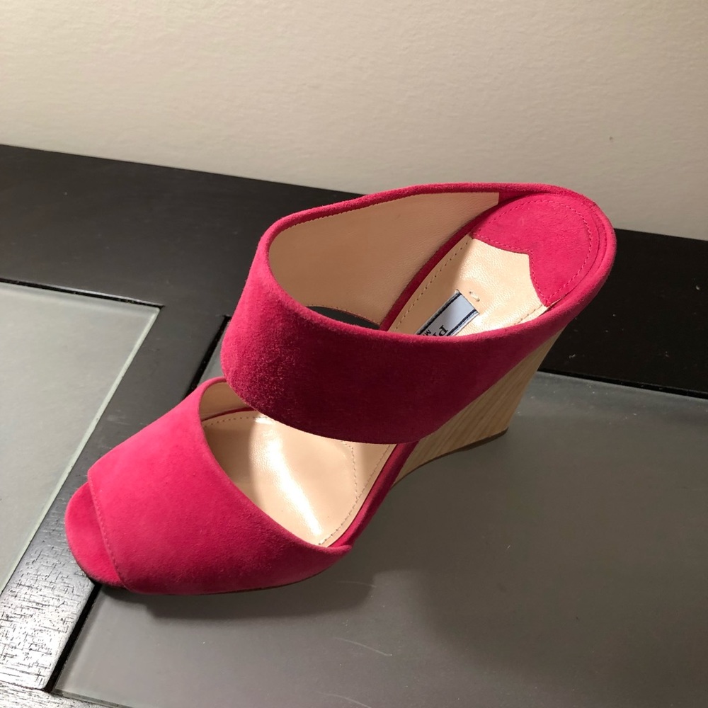 PRADA Pink suede leather wedge sandal